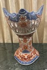Japanese Meiji Imari Black Ship Namban Compote 13 1 2 Inches Wide