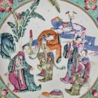 Antique 19thc Chinese Famille Rose Dish Plate Painted With Figures 19 5cm