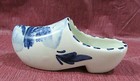Vintage Hand Painted Dutch Windmill Blue Delft Holland Pottery Wood Shoe Planter