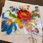 Mackenzie-childs Flower Market Glass Cutting Board Heat Resistant Multipurpose