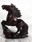 Vintage Dark Stone Hand Carved Chinese Rearing Horse Sculpture 6 In 1 3 Lbs