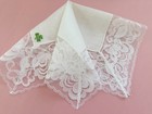 Vintage Hanky Beautiful Wedding Net Floral Lace New With Tag Irish Linen