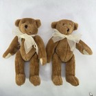 Teddy Bear Plush Set Of 2 Golden Brown 9    Jointed Stuffed Animal Toy Robbin Bow