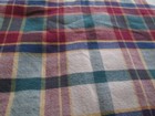 Hand Loom Plaid Tablecloth Table Cover Self Fringe India Cranberry Blue Tan