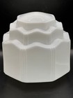 Vintage Tiered Art Deco Milk White Glass Skyscraper Lamp Shade Geometric Stepped