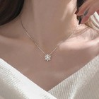 Silver Snowflake Charm Pendant Necklace Clear Crystal Cluster Box Chain