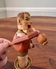Vintage Anri Mechanical Wine Bottle Stopper Cork Man Drinking Hand Carved Wooden