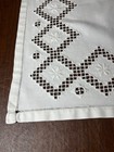 Hardanger Doily small Square Vtg White On White Norwegian Embroidery  22 5 X 23