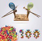 Bamboo Battle Balloon Game Fast-paced Wooden  Puppets Fight With 100 Balloons