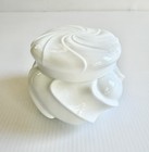 Vintage White Milk Glass Fenton Wave Crest Powder Puff Box  Candy Dish