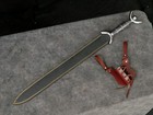 32 Inch Celtic Steel Sword Sharp 440 Stainless Blade Black Sheath Leather Frog