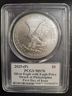 2025- p  Silver Eagle Privy Pcgs Ms70 First Day Issue Donald Trump Signed 
