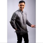 Barong Tagalog For Men Pi  a Organza With Lining Shades Of Gray  medium 