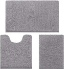 3 Pcs Bathroom Rugs  Ultra Soft Non Slip Absorbent Chenille Toilet Bath Mat Set
