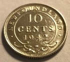 Newfoundland - George Vi - Silver 10 Cents 1942c - Km-20 - Unc Details - Cleaned