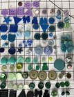 Lot Of 125 Vintage Original Blue Purple Buttons Varied Designs Floral Geometric