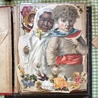 Antique Victorian Scrapbook Album Red Embossed Cover W  Chromolithographs