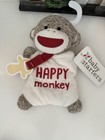 Baby Starters Sock Monkey Happy Monkey Lovey Plush Rattle Pacifier Holder 7    Nwt