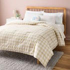 Full queen Extra Long Microfiber Comforter Reversible Ivory Gingham - Room