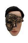 Unisex Black Gold Half Face Mask Gothic Steampunk Halloween Costume Future Party