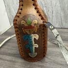 Vintage Handcrafted Leather Wrapped Decorative Bottle     Rustic Display Piece