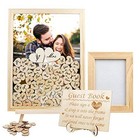  Wedding Guest Book Alternative  Drop Top Frame With 102 Wooden Hearts  Rustic 