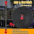 G80 Transport Binder Chain 1 4   20 Ft Heavy Duty Chain Wll 3300 Lbs Break Streng