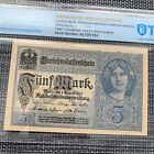 Certified Ww1 Genuine 5 Mark German Empire Banknote 1917 Wwi Germany Currency