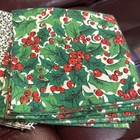 Vintage Set Of 8cotton Blend Holiday Christmas Napkins 2 Patterns Holly 16   squar