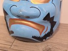 Vintage Japanese Oni Mask Blue   Gold Paper Mache