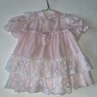 Vintage Two White   Pink Ruffle Lace Adorabledresses 6-9 Month 