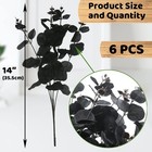 6 Pcs Artificial Black Eucalyptus Stems 14 Inch