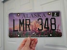 Alaska State Purple Council Of The Arts License Plate Lmr 348 Z Tab  Expired
