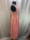 Fashion A Line Midi Dress Womens M Blush Pink Cotton Eyelet Floral Sleeveless