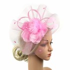Women Fascinator Feather Headwear Tea Party Wedding Hat Mesh Flower Hair Clip