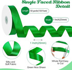 Green Ribbon 1 Inch 50 Yards Christmas Satin Ribbon For Holiday Decor Christmas