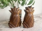 Vintage Mcm Hawaiian Monkey Pod Wood Pineapple Salt pepper Shakers Tiki Maui 5   