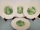 Four  4  Wedgwood Etruria Smith College Dinner Plates 10-1 2  Green Various Euc