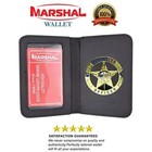 Badge Police Cut Out Id Holder Wallet Leather Black Security Bifold  Round Law