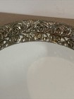 Vtg Oval Glass Vanity Tray Mirror Silver Tone Filigree Perfume Mcm Regency 12x9   