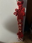 Vintage Handmade Red Macrame Christmas Decor Noel Door Hanger Blocks