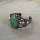 Old Pawn Navajo Sterling Silver And Turquoise  Bracelet