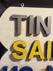 Vintage Folk Art Military Painted Wooden Sign Tin Can Sailor Us Navy