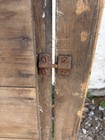 Antique Brown Wood Window Sash W  Carved Top  Glass Pane   Latch Hardware