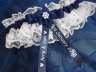 Personalised Navy Blue And Ivory Brides Wedding Garter   Lovely Gift