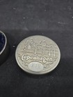 Copenhagen 2-cowboys On Fence Snuff Can Lid Metal Tin Vintage Collectible