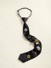 Stylish Black Necktie For Men  Pre-tied Adjustable Tie With Vintage Metal 