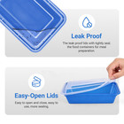 50 Pack 38 Oz Blue Plastic Food Storage Containers With Lids  Reusable