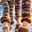 Xmas Women Winter Warm Sherpa Fleece Lined Leggings Thick Cashmere Thermal Pants