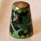 Vintage Cloisonne Sewing Thimble Brass Enamel Floral